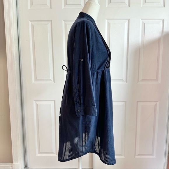 Mossimo Supply Navy Blue Button Down Cotton Tunic Top or Mini Dress - Picture 5 of 8
